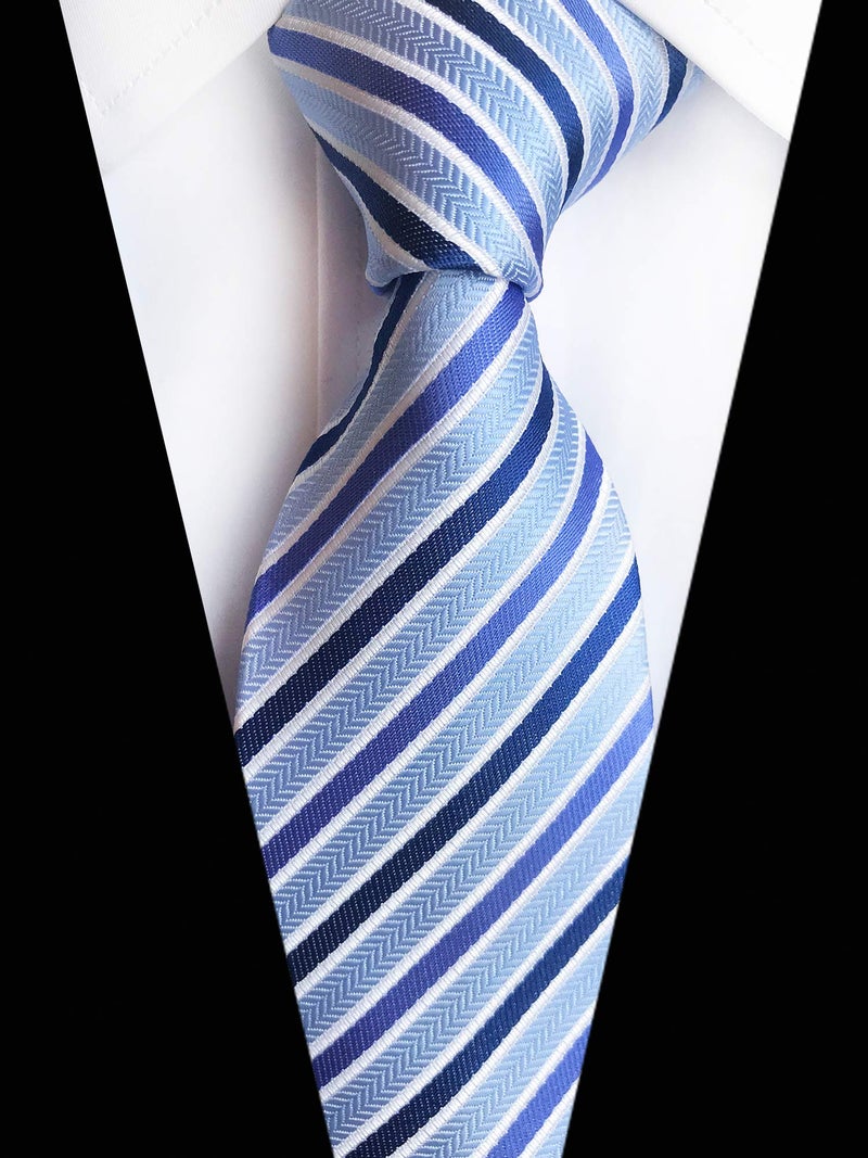 Secdtie Light Blue Neckties Silk For Men Big Boys Suit Fitness Dating Fashion Prom Ties - Image 2